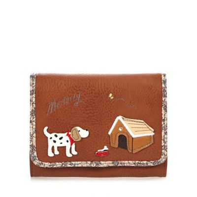 Tan applique dog small flap over purse